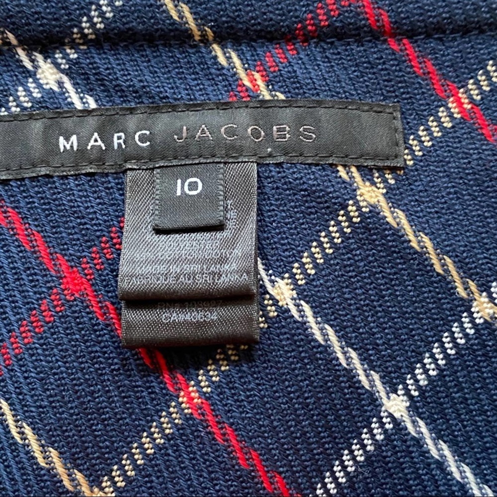 Marc Jacobs Navy Blue White Wool Plaid Mini Skirt - Picture 6 of 6